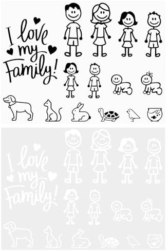 2PCS Autoaufkleber für Familien mit 30 Einzigartigen Designs, Zeigen Sie Stolz Ihre Familie und Haustiere auf Ihrem Fahrzeug, Kühlschrank Aufkleber, Autoaufkleber Lustig