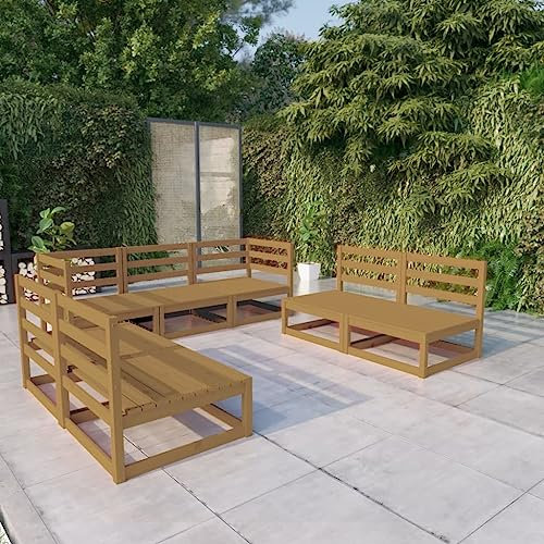 ULUYYUC 7-TLG. Garten-Lounge-Set, Eckbank Küche Gästebett Gartenbank Eckbankgruppe Geeignet für Außenbereich Garten Balkon Hinterhof Honigbraun Massivholz Kiefer