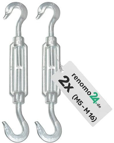Renomo24-2x Spannschloss M10 Haken-Haken aus Stahl galvanisch verzinkt nach PN-EN 1993-1-11