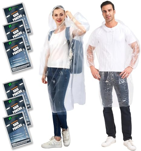 SWOGAA 6/10 Stück Regenponchos für Erwachsene extra dick, mit langen Ärmeln | Für Damen und Herren, extra dickes transparentes PE-Material, 100 % wasserdicht, Erwachsene 6 Stück und 10 Stück