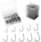 Piscorush 500pcs Fishing Hooks Set High Carbon Steel Barbed Fishing Hooks Eyed Sea Fish Hooks Carp Fishing Tackle Carp Circle Hooks for Saltwater Freshwater Fishing Accessories 10 Sizes (Black 500Pcs)