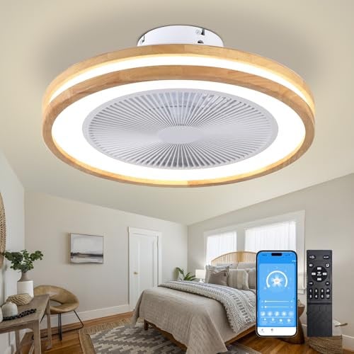 Depuley Ceiling Fan with Light: Wood Ceiling Light with Fan - Reversible Motor Fan Lights Ceiling for Bedroom - 3000K-6500K Dimmable Ceiling Fan Remote Control