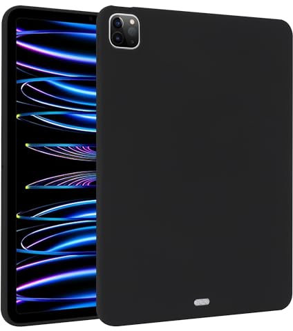 Coque en silicone souple compatible avec iPad Pro 12,9 2018/2020/2021/2022, fine et légère, en TPU mat résistant aux chocs pour tablette iPad Pro 12,9 (noir)