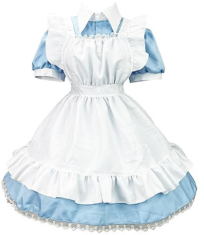 Maid Dress Halloween Damen, Lolita Kleid Damen,Cosplay Anime Halloween Kostüm Maid Outfit Niedliche Maid Kostüm für Halloween Maid Costume Mittelalter Kleidung Steampunk Renaissance Kleid Vintage