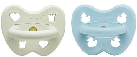 HEVEA Naturkautschuk Schnuller Kiefergerechte Form, 3-36 Monate - hygienisches einteiliges Design für Neugeborene bis Kleinkinder, BPA-frei, weich & langlebig - 2Pack (Iceberg)