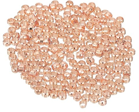 sourcing map 500Pcs Round Crimp Beads 1.5mm Spacer Beads Rose Gold | Metal,Loose,Metal Clamp Ends Tiny Stoppers Bead for Bracelet Jewelry Making Craft DIY,