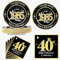 algpty 60 PCS Vintage 40th Birthday Plates and Napkins Set, 40th Birthday Decorations Black and Gold, Service for 30, 1985 Birthday Dessert Plates and Napkins Party Supplies for Men Women