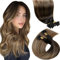 LaaVoo U Tips Extensions Echthaar Ombre Blond Haarverlangerung Echthaar Extensions Keratin Bondeings 1g/s Bonding Extensions Echthaar #2/6/18 Dunkelstes Braun Balayage Aschblond 50g 50s 50cm