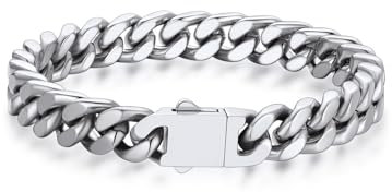 Bandmax 21CM Armband Edelstahl Kette Herren 9MM breit Kette Jungs Kubanische Kette Modeschmuck Accessoire