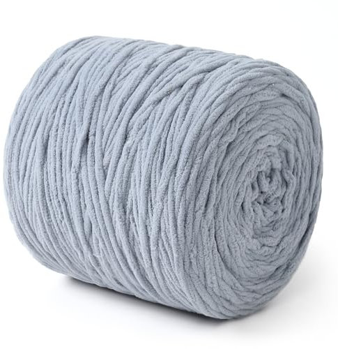 NOTIONSLAND Chunky Chenille Garn zum Stricken/Häkeln (Grau, 800g)