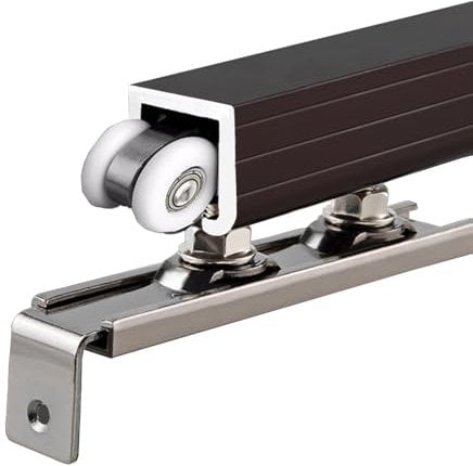 Sliding door kit track rail Single Rail Sliding Track System Wardrobe Door, Heavy Duty Pocket Door Hardware and Track Kit for Bedroom/ Office/ Kitchen, Customizable Bifold Doors Rail(Black,150cm/59.1i