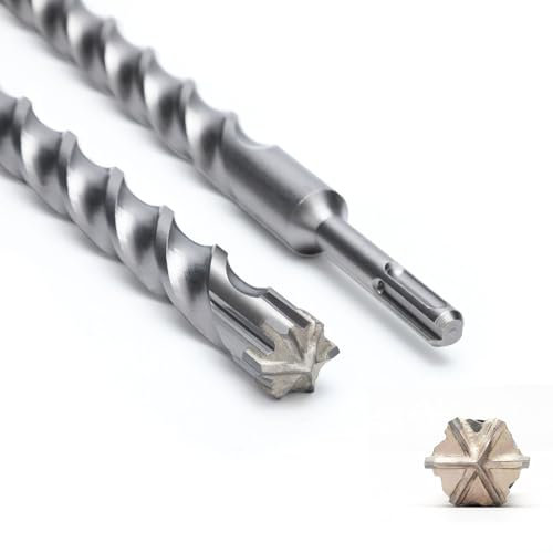 SDS Plus Drill Bit 22 mm x 210 mm with 6 Carbide Cutting Edges, Concrete Drill Ideal for Drilling in Stone, Natural Stone, Concrete, Brick Masonry Concrete Drill Bit
