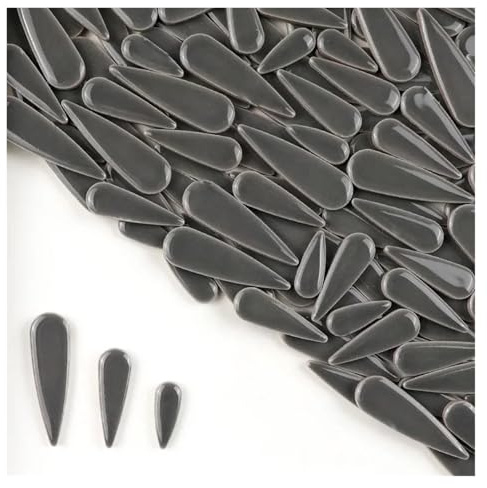 Mosaic Tiles 100g Water Droplet Ceramic Tiles DIY Porcelain Mosaic Tile Raindrops Shape(Grey)