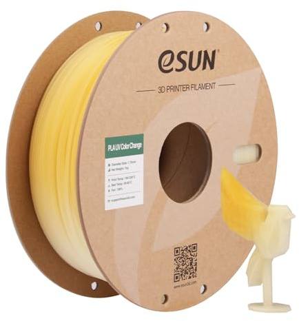 eSUN UV Farbwechsel PLA Filament 1.75mm,UV Wechsel Gelb,1KG | Maßgenauigkeit +/- 0.05mm, 1KG Spule (2.2 LBS) für 3D Drucker