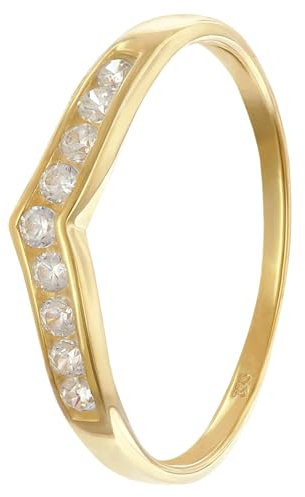 GLIZZ Damenring Gold 333/8K mit Zirkonia traumhaftes Schmuckstück für Frauen, zauberhaftes Accessoire GL8320-52 Ringgröße 52/16,6