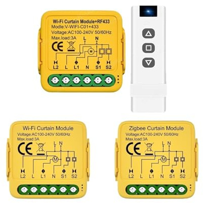 Tuya Curtain Motor Smart Switch WiFi RF433 3 Options Roller Blinds Shutter Motor Switch Controller Voice for Alexa Google(WiFi)