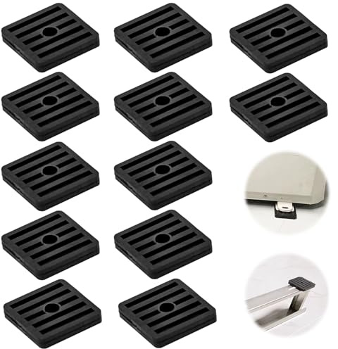 lrgnixs 12 Stück Schwingungsdämpfer, Klimaanlagen Gummipuffer | 47x47x8 mm Schwarz Antivibrationsfüße für Außengeräte zur Geräuschreduzierung Rubber Base