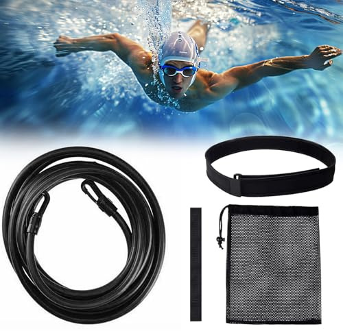 Bavooty Schwimmgurt für Pool,Einstellbare Schwimmwiderstand Gürtel,Schwimmtrainer Gürtel,Schwimmhilfe Erwachsene Pool,Einstellbare Schwimmseil,Geeignet für alle Arten von Schwimmtraining