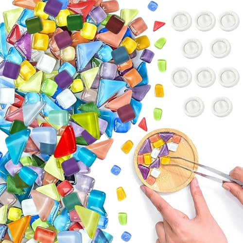 1kg di Piastrelle per Mosaico, Pietre per Mosaico di Cristallo, Piccole Pietre Colorate a Mosaico di Cristallo, Mini Pietre in Vetro a Mosaico, Set per Mosaico in Poligono, per Bagno, Cucina