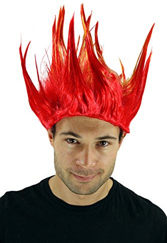 WIG ME UP - LM-217-13HPC2B Perücke Halloween Feuerteufel Dämon Loki Cosplay NEU