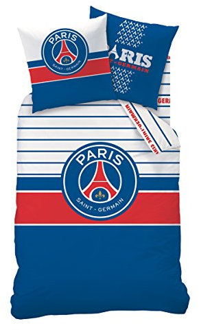 CTI 041226 Bettbezug, 140 x 200 cm, inkl. Kissenbezug, 63 x 63 cm, Bedruckt, Motiv PSG Logo, Blau/Weiß/Rot