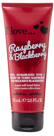 I Love Raspberry & Blackberry Hand Lotion, Helps to Soothe Skin & Relieves Dry Hands, Made With 87% Naturally Derived Ingredients For Soft & Scented Hands, Travel-Size Providing On-The-Go Moisture, Vegan-Friendly - 75ml