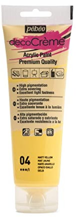 Pébéo Peinture Acrylique Texture Crème pour la Décoration - Finition Mate - 120 ML - Jaune