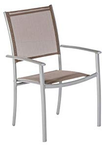 MERXX Milano 2-er Set Stapelsessel, Silber/Taupe, Alu/Textil, 56x57x90cm