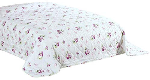 MB Warenhandel24 XXL Tagesdecke Allzweckdecke 220x240 cm Patchwork Landhaus Sofa Bettüberwurf (ca. 220x240 cm, Rose)