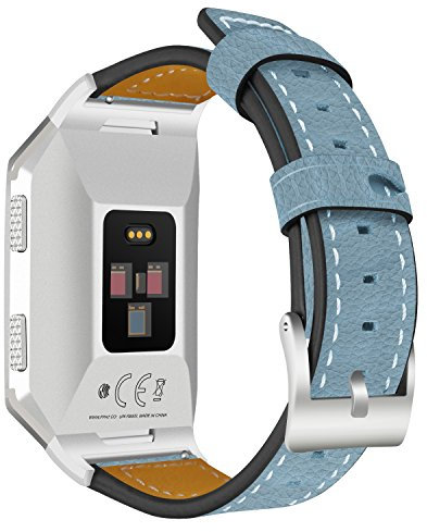 Armband für Fitbit Ionic aus Leder, Aisports Fitbit Ionic Armband aus Leder, Smartwatch-Band, verstellbares Ersatzband mit Metall-Schnalle, Armband für Fitbit Ionic, Fitness-Zubehör blau