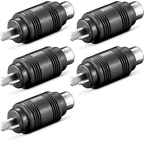 5X DIN Lautsprecherstecker auf Cinch-Buchse | Gerade | Boxen Audio Adapter Kabelanschluss Lautsprecher Chinch Buchse Kupplung | Schwarz | 5 Stück