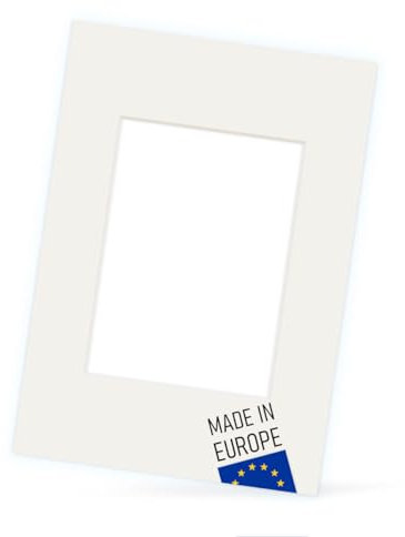 PHOTOLINI Passepartout 40x50 aussen für 30x40 innen, säurefrei 1,5 mm Passepartout Karton Creme-Weiß, alterungsbeständige Schrägschnitt - Passepartouts, Präsentation & Schutz von Bildern und Fotos