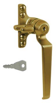 STEEL WINDOW FITTINGS B195 Key Locking Window Handle - RH Antique Brass