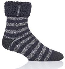 HEAT HOLDERS Mens Olwen Sleep Socks Pack of 1 Charcoal Stripe 6-11