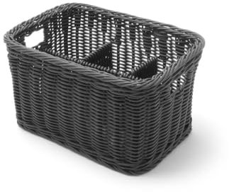HENDI Besteckbehälter, Besteckfass, Besteckkorb, Utensilienhalter, Küchenutensilienhalter, Besteckkasten, Besteckmulde, mit 4 Fächern, 260x180x(H)150mm, Schwarz