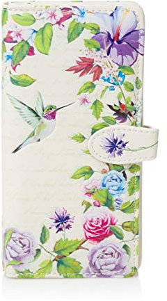SHAGWEAR ® Portemonnaie Geldbörse Damen Geldbeutel Mädchen Bifold Mehrfarbig Portmonee Designs: (Kolibri/Hummingbird)