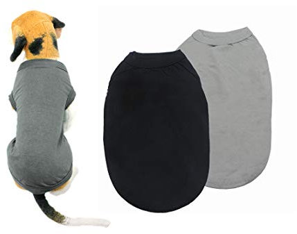 YAODHAOD Cotton Hundekleidung Einfarbige Hunde T-Shirts Kleidung, Sonnenschutz Hund Baumwollhemden Weich und atmungsaktiv, Hundehemden Bekleidung Fit für kleine mittlere Hundekatze(Schwarz/Grau, S)