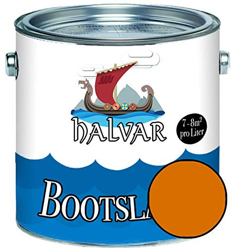 Halvar Bootslack Orange RAL 2000-2012 Yachtlack SEIDENMATT Bootsfarbe PU-verstärkt für Holz & Metall verstärkt extrem belastbar hochelastisch Schiffslackierung (2,5 L, RAL 2000 Gelborange)