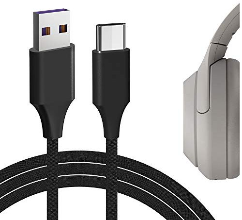 GEEKRIA Typ-C Kopfhörer-Stoff, geflochtenes Schnellladekabel, kompatibel mit Sony WH-1000XM5, XB910N, LinkBuds S, LinkBuds, Ladegerät, USB auf USB-C Ersatz-Netzkabel (4ft / 120cm)