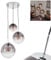 HOFSTEIN Hängeleuchte Degevos, 3-flammige Deckenlampe aus Metall/Glas in Chrom/Rauchfarben, moderne Pendellampe mit Kugeln aus Echtglas, Höhe max. 120 cm, 3 x E27,ohne Leuchtmittel