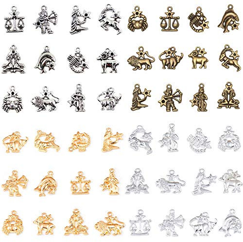 48 Stück Tierkreis Sternzeichen Anhänger Set, DIY Für Ohrringe, Halsketten, Armbänder, Handy-Ornamente und Anderes Zubehör