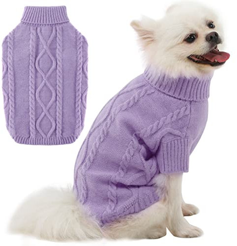 Haustier Katze Hunde Pullover, Winter Warme Hunde Jacke Weste Haustier Pullover Welpenpullover Hundepullover kleine Hunde Chihuahua Doggie Purple XXL
