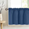 TOPICK Blau Scheibengardine für Küche Badezimmer Klein Fenster Landhausstil Gardine Kurz mit Waffel Muster Halbtransparent Bistrogardine mit Tunnelzug 1 Schal 150Bx45H cm