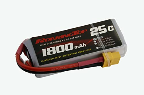 RoaringTop 3S 1800mAh 11.1V 25C LiPo Battery Soft Case Battery with XT60 Plug For RC Car EDF Helicopters Boats