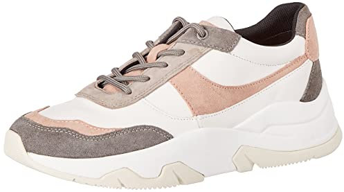 Geox D Kristene A, Sneakers Donna, Bianco/Rosa (Off White/Dk Rose), 38 EU