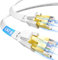 Cable Ethernet 5 Metros Cat 8, Cable de Red Alta Velocidad RJ45 Cable LAN Gigabit Plano Cable de Conexión a Internet de 40Gbps 2000MHz Blanco para Switch Rúter Módem Panel de Conexión PC