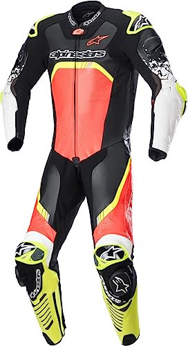 Alpinestars GP Tech 4 Motorrad 1-Teiler Motorrad Lederkombi (Black/Red/Yellow,50)