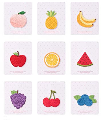 Yalulu 9 Stück Gemischt Früchte Aufnäher Bügelbild Aufbügeln ügler Bügeleisen auf Patches, Früchte Stil Aufbügler Applikationen Stoff Patches Applikation