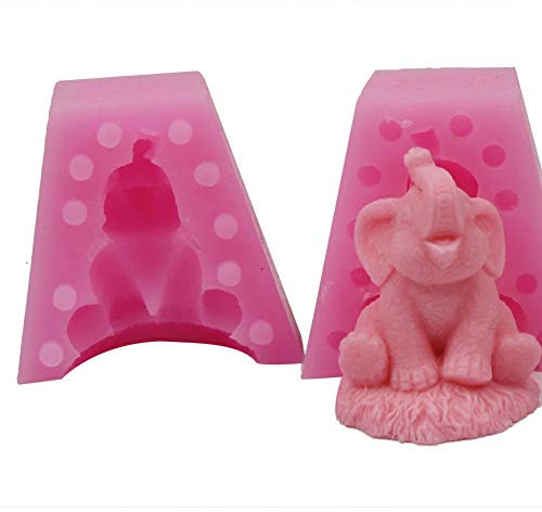 FIYSON 3D Elefant Seifenform, Silikonform, Elefant Gießformen, Handwerk DIY Backenwerkzeuge Rosa,Für Kuchen Fondant Schokoladenseifen, Puddings, Kerzen, Gelees