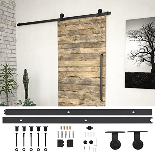 Norheim 200 cm Herraje para Puerta Corredera Kit de Accesorios para Puertas Correderas Guia Puerta Corredera Negro